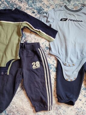 6-9 Month Reebok Light Blue & Navy Kids Jogger Set